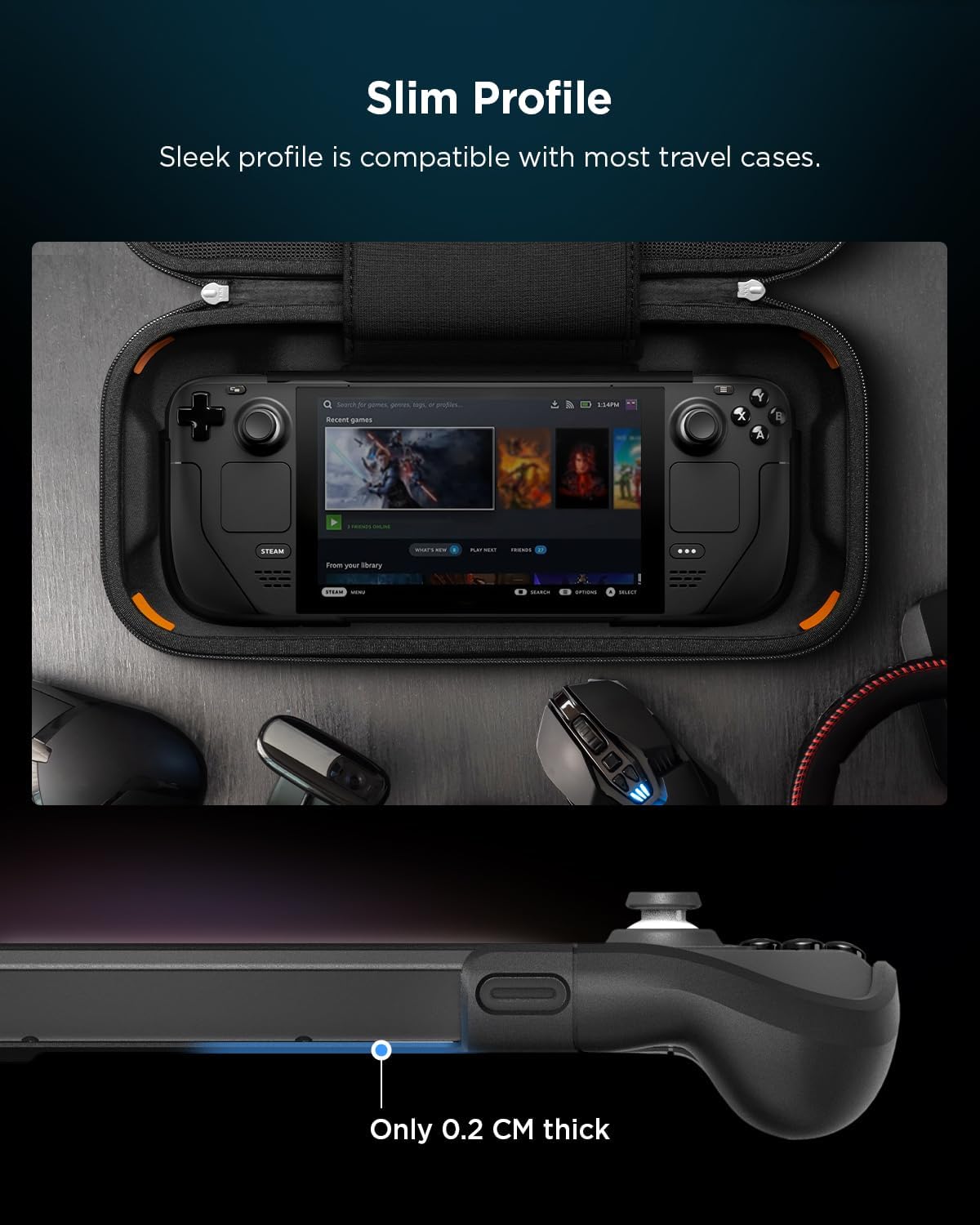 Thumbnail 5 de Spigen Thin Fit Pro : coque de protection avec béquille pour Steam Deck LCD (2022) et Steam Deck OLED (2023) — noir