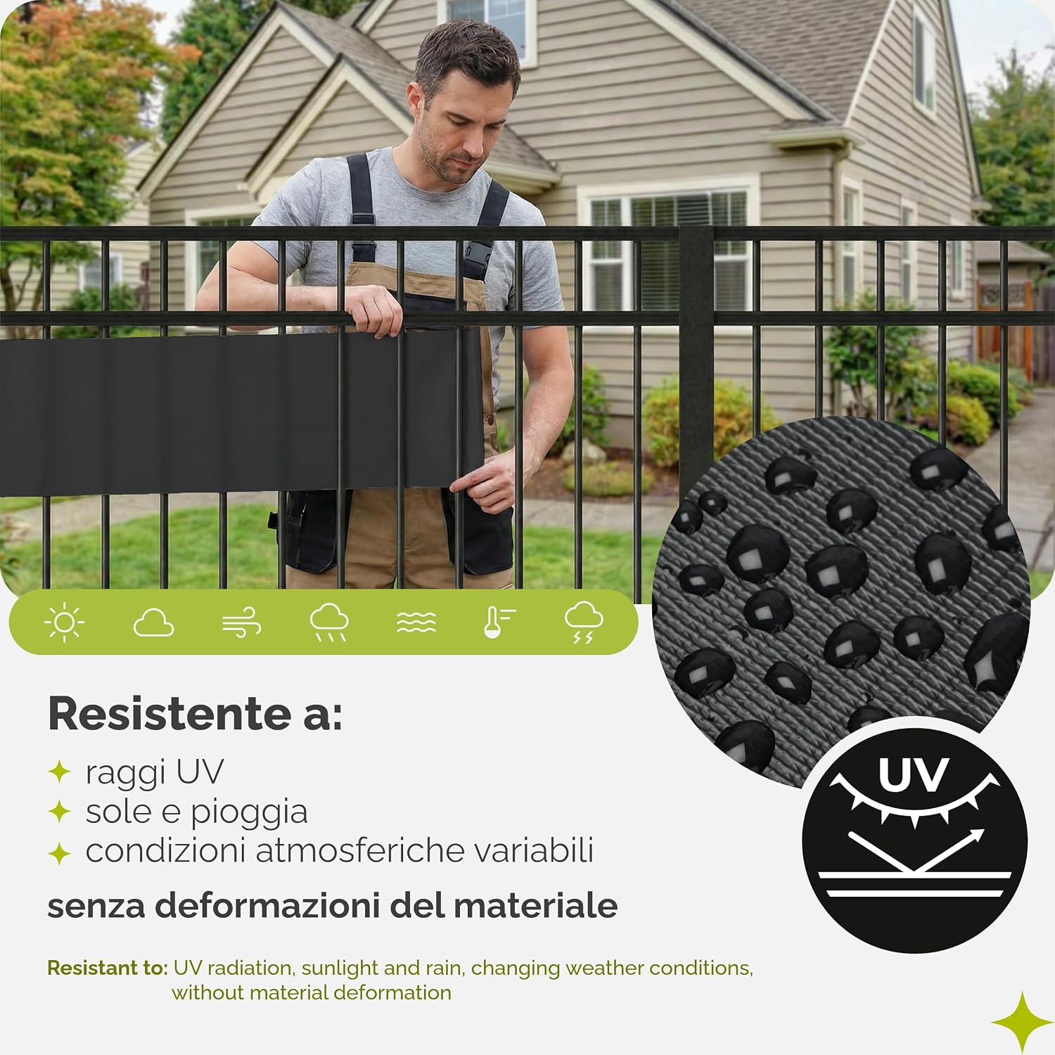 Thumbnail 4 de Garronda Strisce frangivista in PVC 19 x 35 cm con Clip di Fissaggio — Finitura Antracite (RAL7016) per Recinzione e Balcone