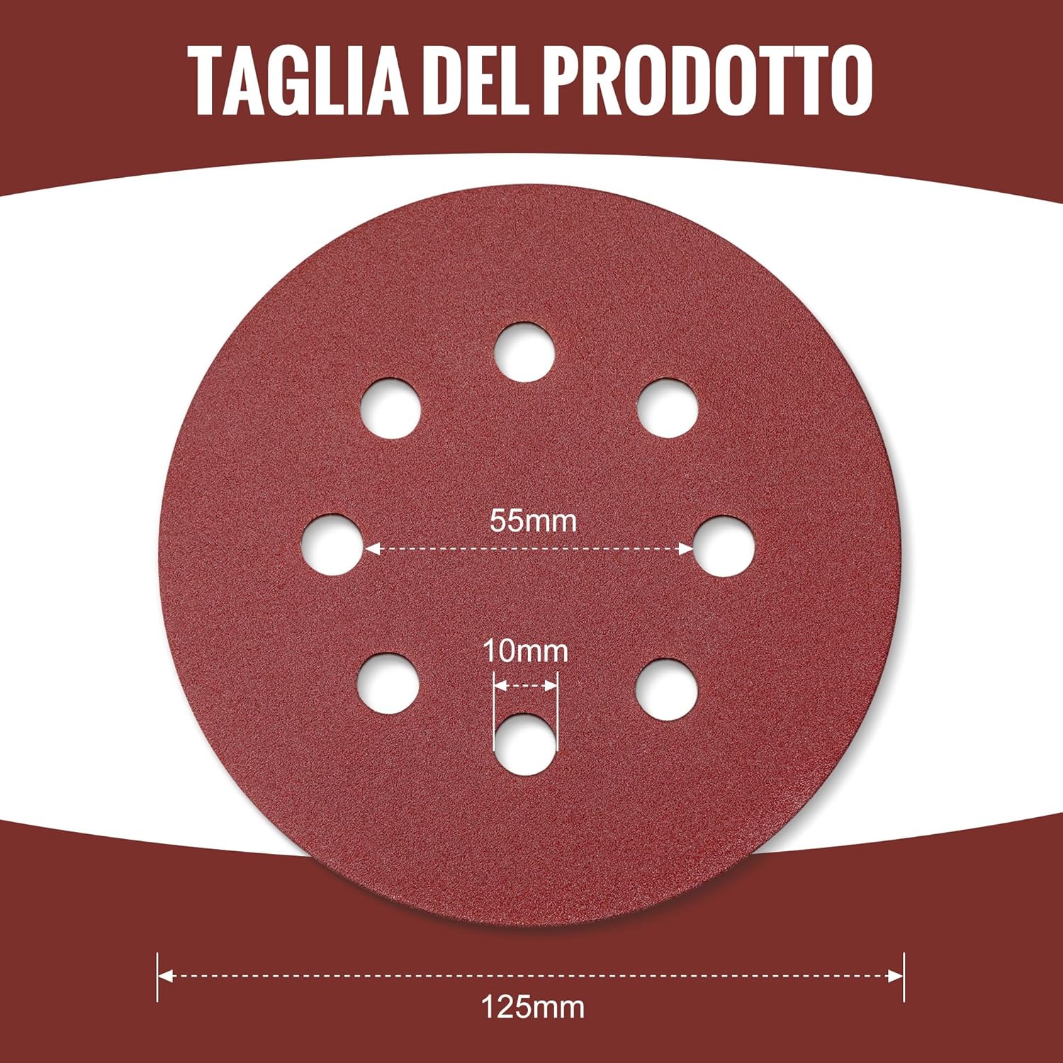 Detalle de WORKPRO set da 150 dischi abrasivi 125 mm con 8 fori e grane miste (60–600)