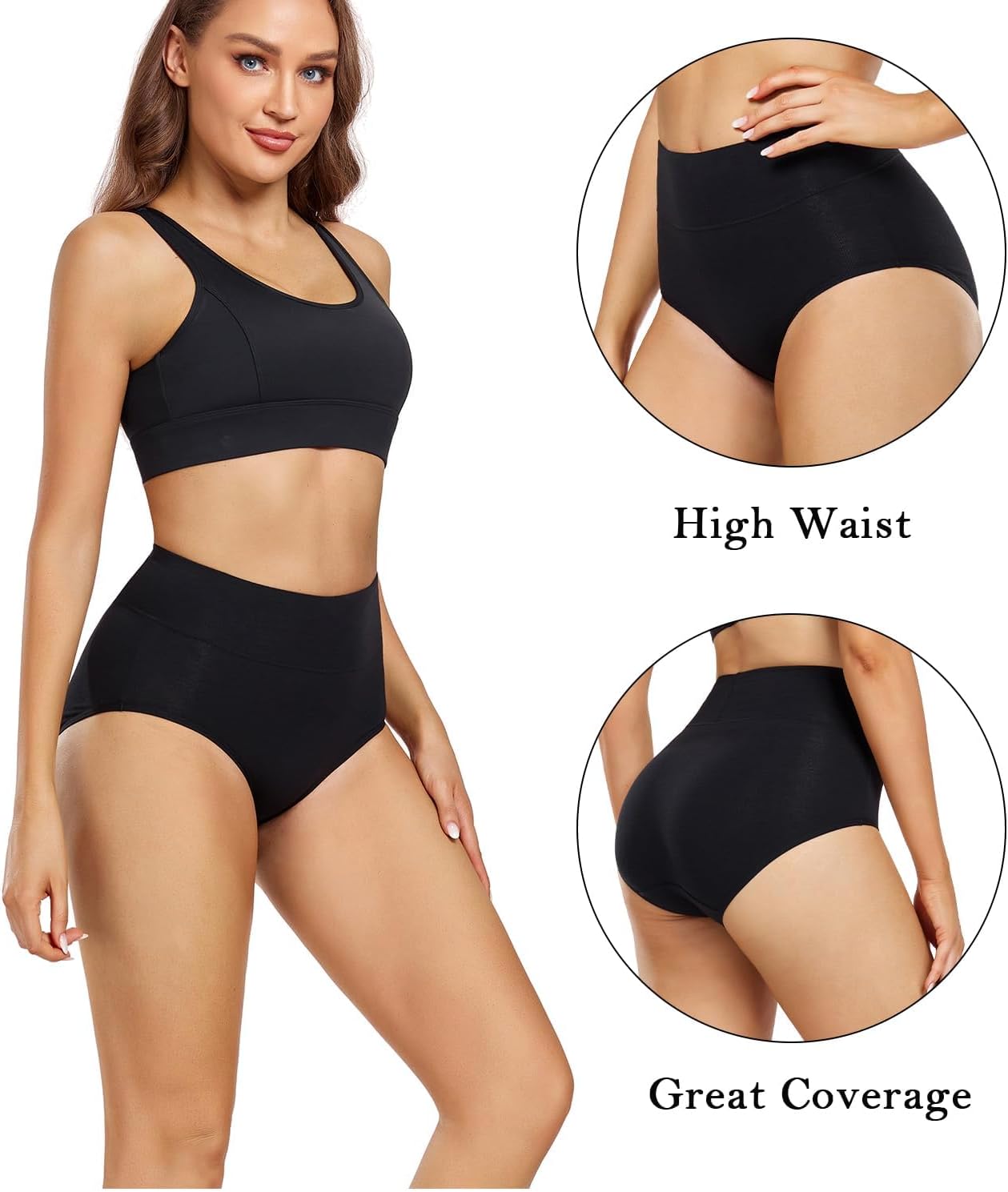 Detalle de wirarpa Damen Unterhosen Baumwolle – Hohe Taille, 5er Pack