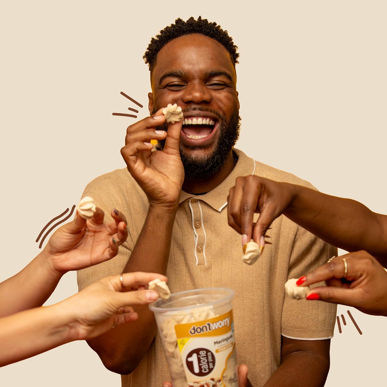 Detalle de Don't Worry Meringue Cookies, Hazelnut Chocolate & Cookies & Cream, 4 Calories Each