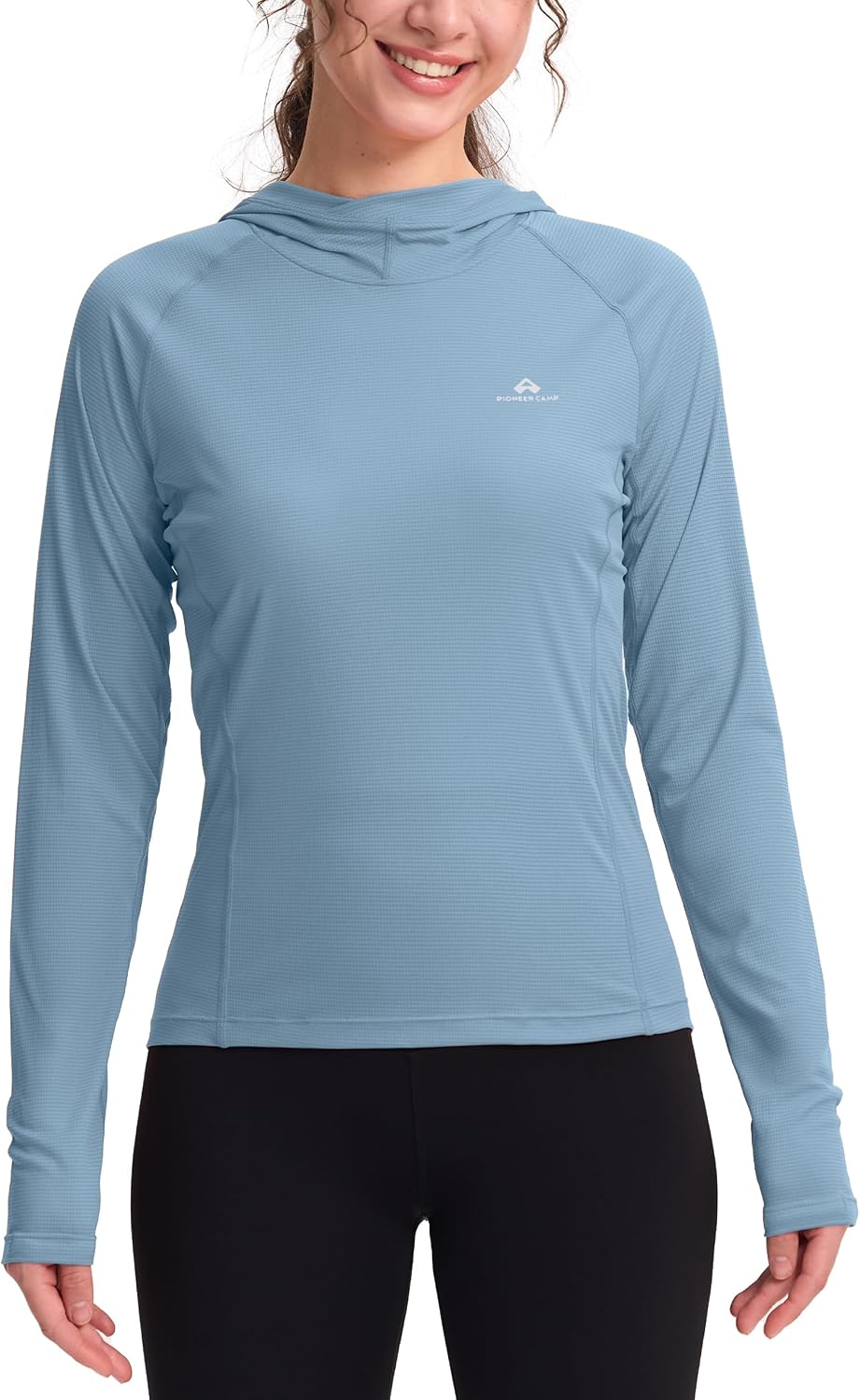 Thumbnail 6 de Pioneer Camp UPF23+ – Maglietta sportiva da donna con cappuccio, ultraleggera (90 g) e TP rapido all asciugatura