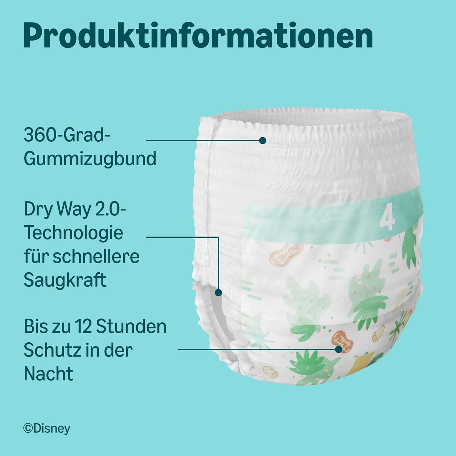 Detalle de by Amazon Disney-Windelhosen, Größe 4 (9–15 kg) – 80 Stück, weiß – früher Mama Bear, jetzt Healthcare by Amazon