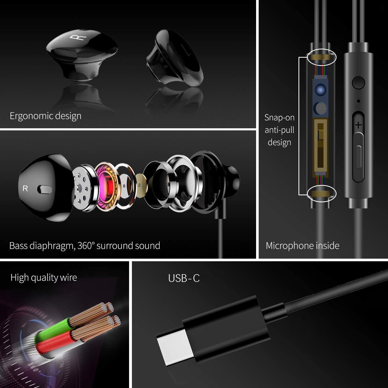 Thumbnail 4 de GAMURRY Auricolari in-ear con USB-C, microfono