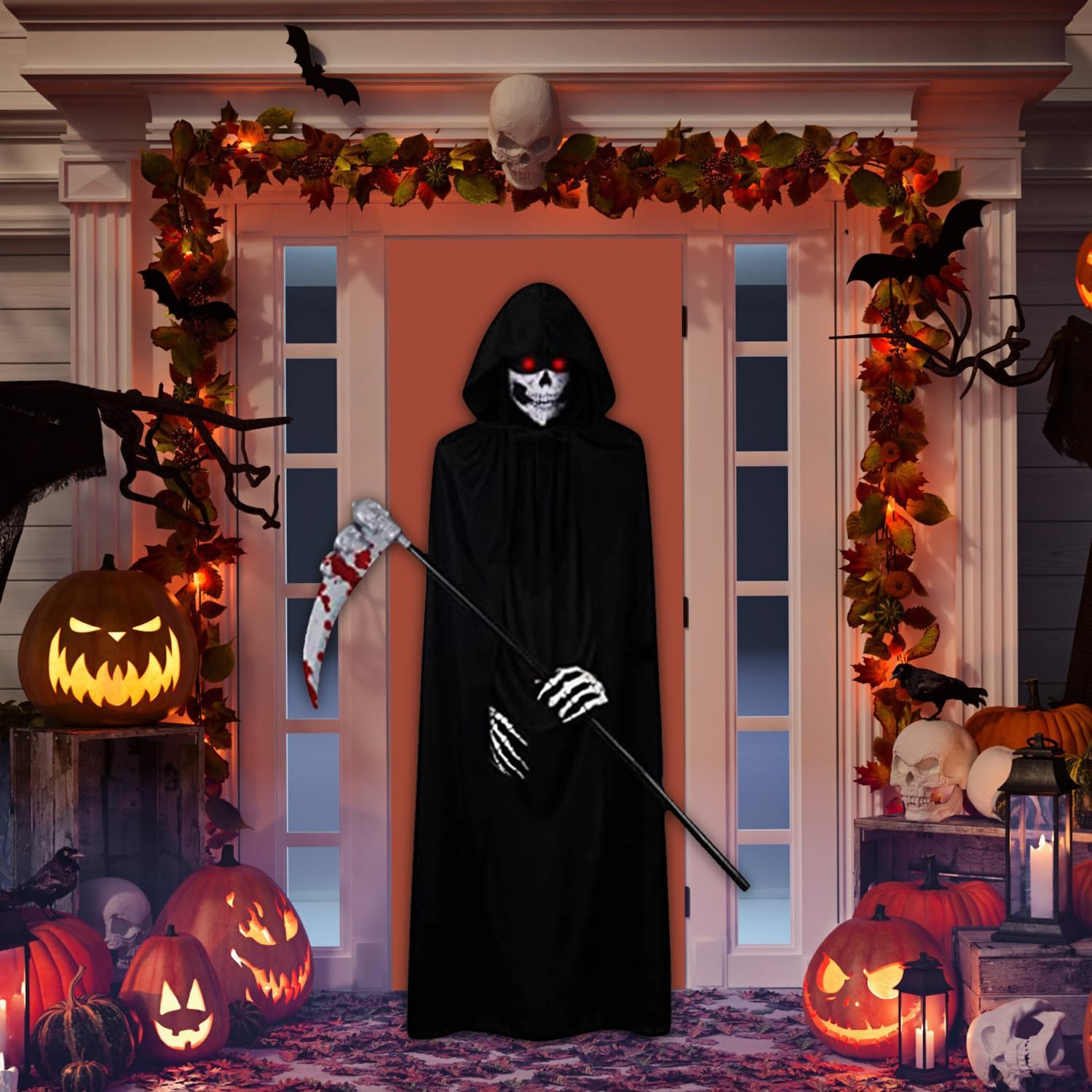 Thumbnail 6 de GALER Grim Reaper Costume Kids – 5-Piece Glow Eyes Set for Halloween Cosplay
