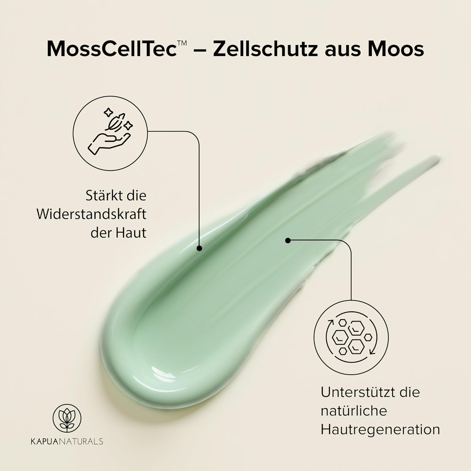Detalle 2 de Kapua Naturals BIO Moossalbe gegen Falten hochdosiert 100 ml mit MossCellTec™, Ceramiden & Hyaluronsäure