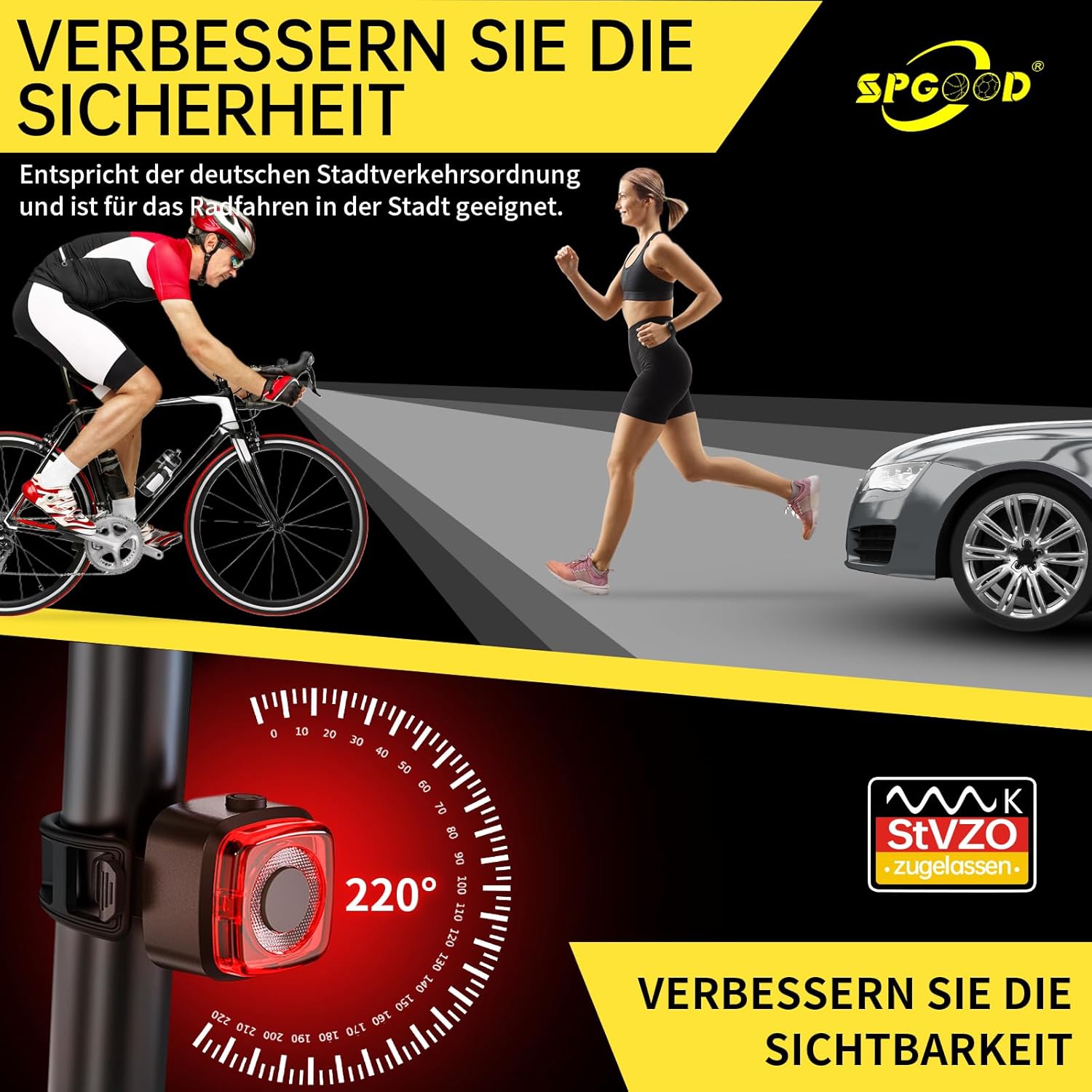 Thumbnail 4 de SPGOOD Fahrradlicht Set mit 600 mAh