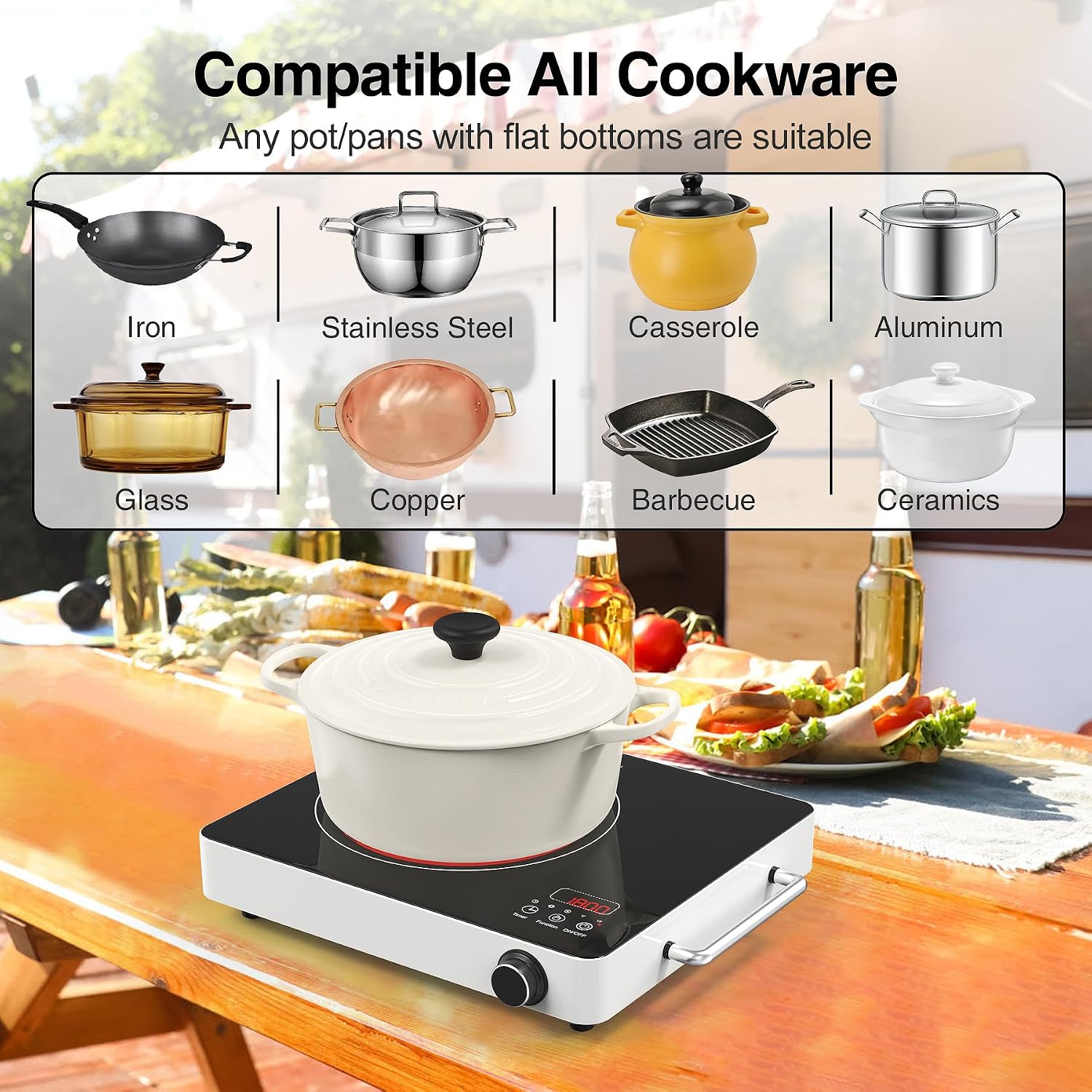 Detalle de VBGK Single Electric Hob 220V Touch & Knob Portable Ceramic Cooker (2000W)