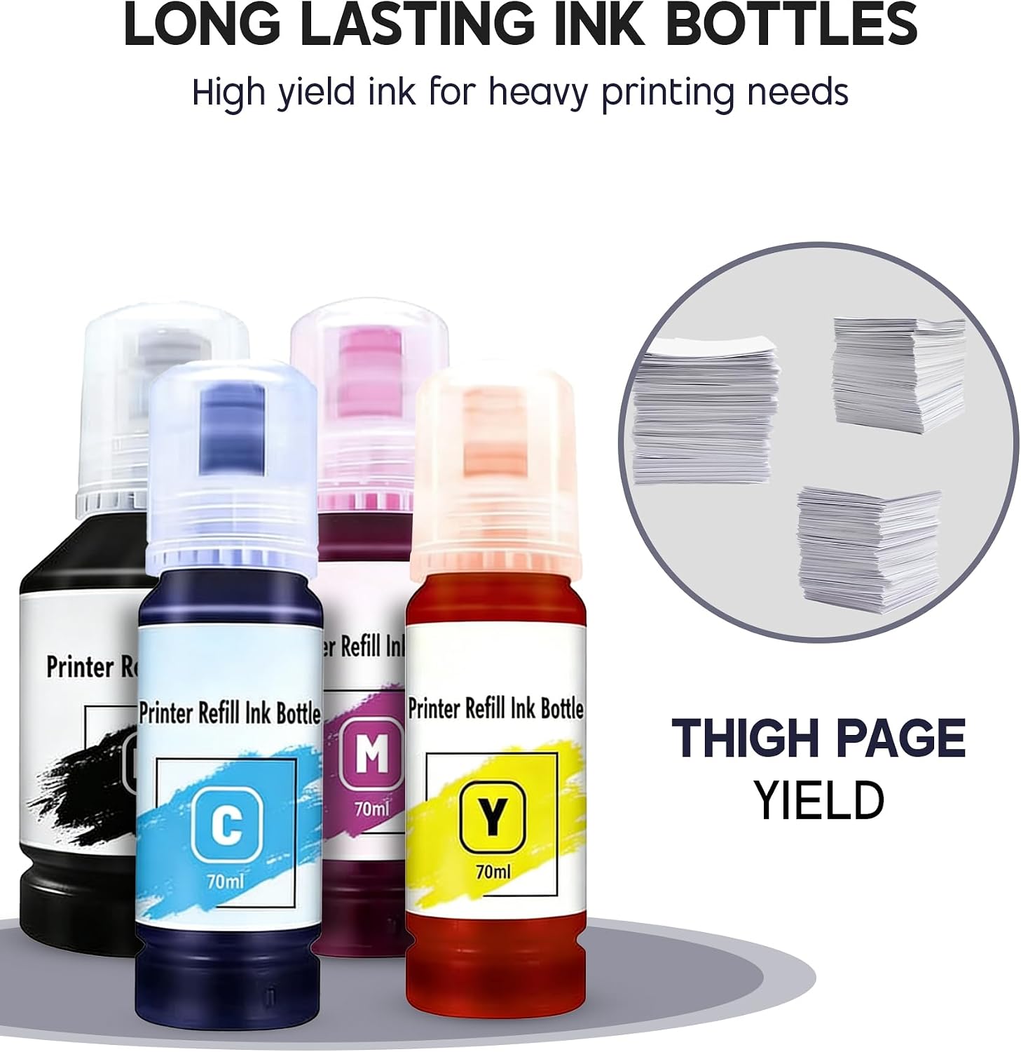 Thumbnail 2 de Multipack Printer Refill Ink: Universal Bulk Kit (4 Pack) for Refilling Ink Cartridges and CISS Systems — 140ml Black, 70ml Cyan/Magenta/Yellow Each
