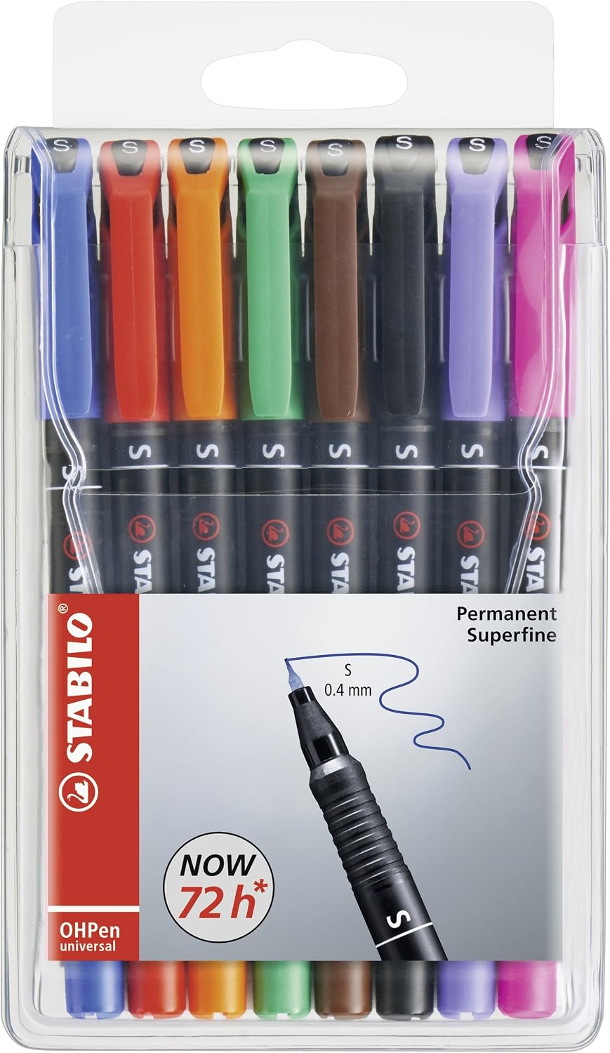 Detalle de STABILO OHP permanentpenna, supertunn 0,4 mm, 8 blandade färger