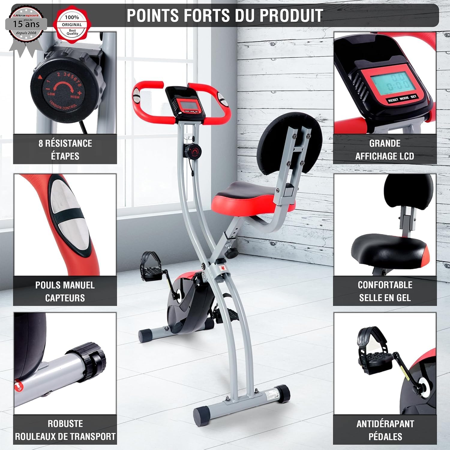 Thumbnail 4 de Ultrasport F-Bike Vélo d’Appartement Pliable 130 kg