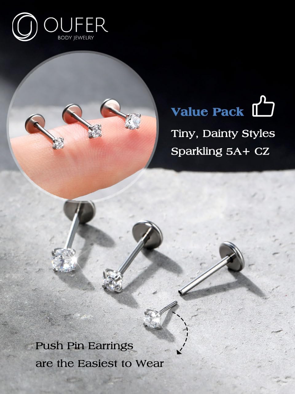 Thumbnail 1 de OUFER piercing naso 18/20G 3 pezzi