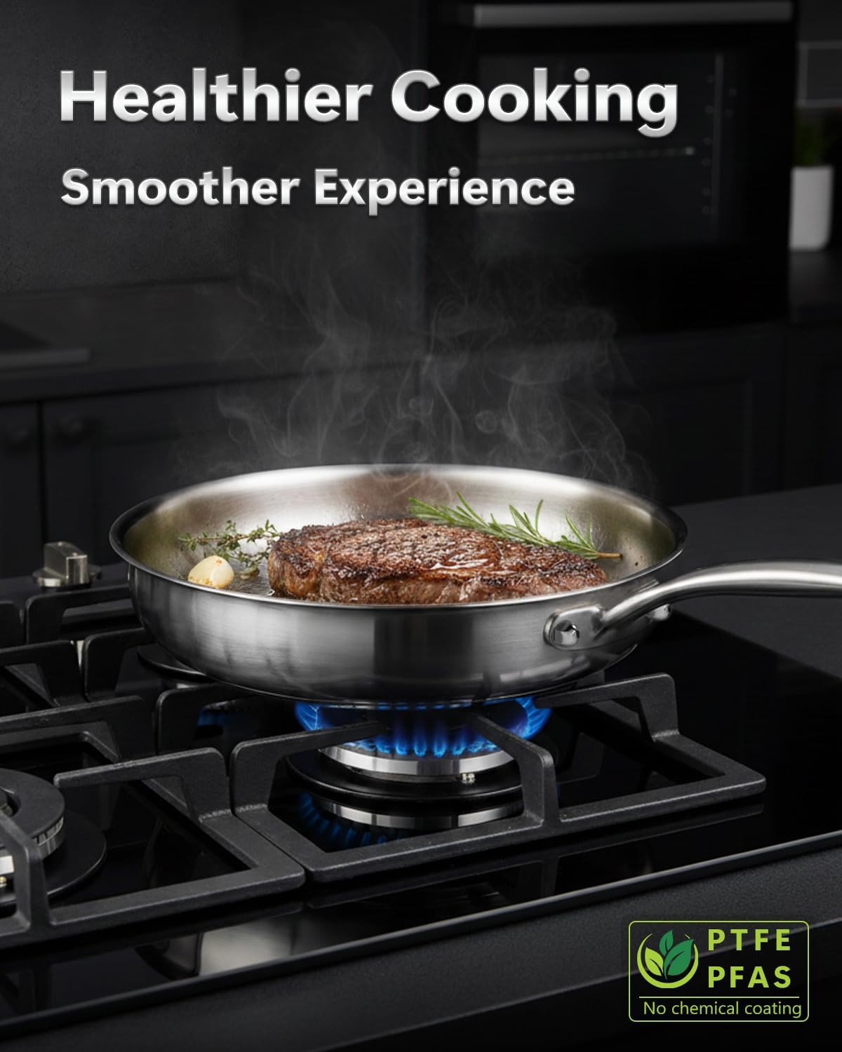 Thumbnail 6 de Abijan 11-inch Titanium Frying Pan, 5-Ply Stainless Steel with Lid
