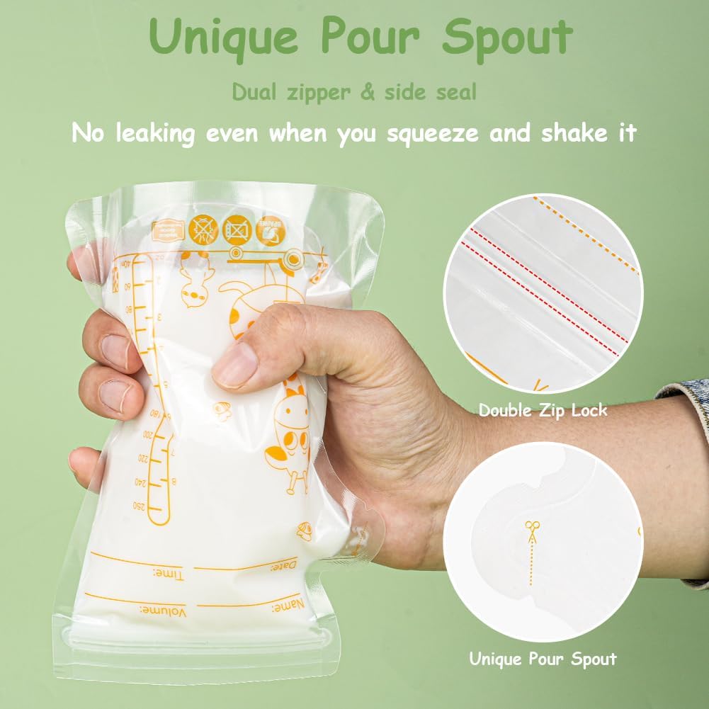 Thumbnail 3 de Sacchetti conservazione latte materno Aolso, 130 pezzi, 250 ml – senza BPA, scala di volume e base autopportante