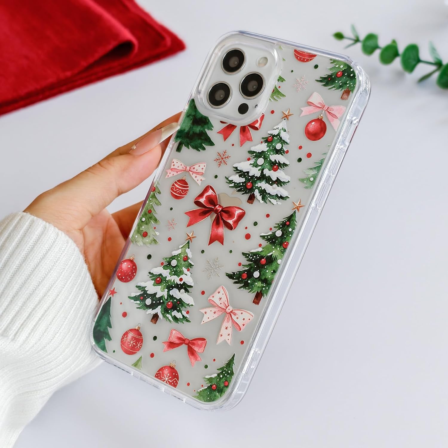 Detalle de HTDSVVV Clear Case for iPhone 12/12 Pro, Christmas Tree & Bow Print