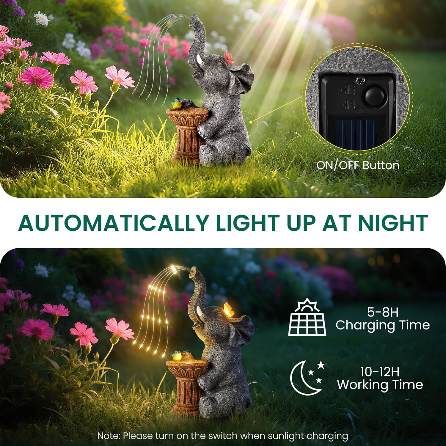 Thumbnail 2 de Dacoity Elephant Statue 6000mAh Solar Light