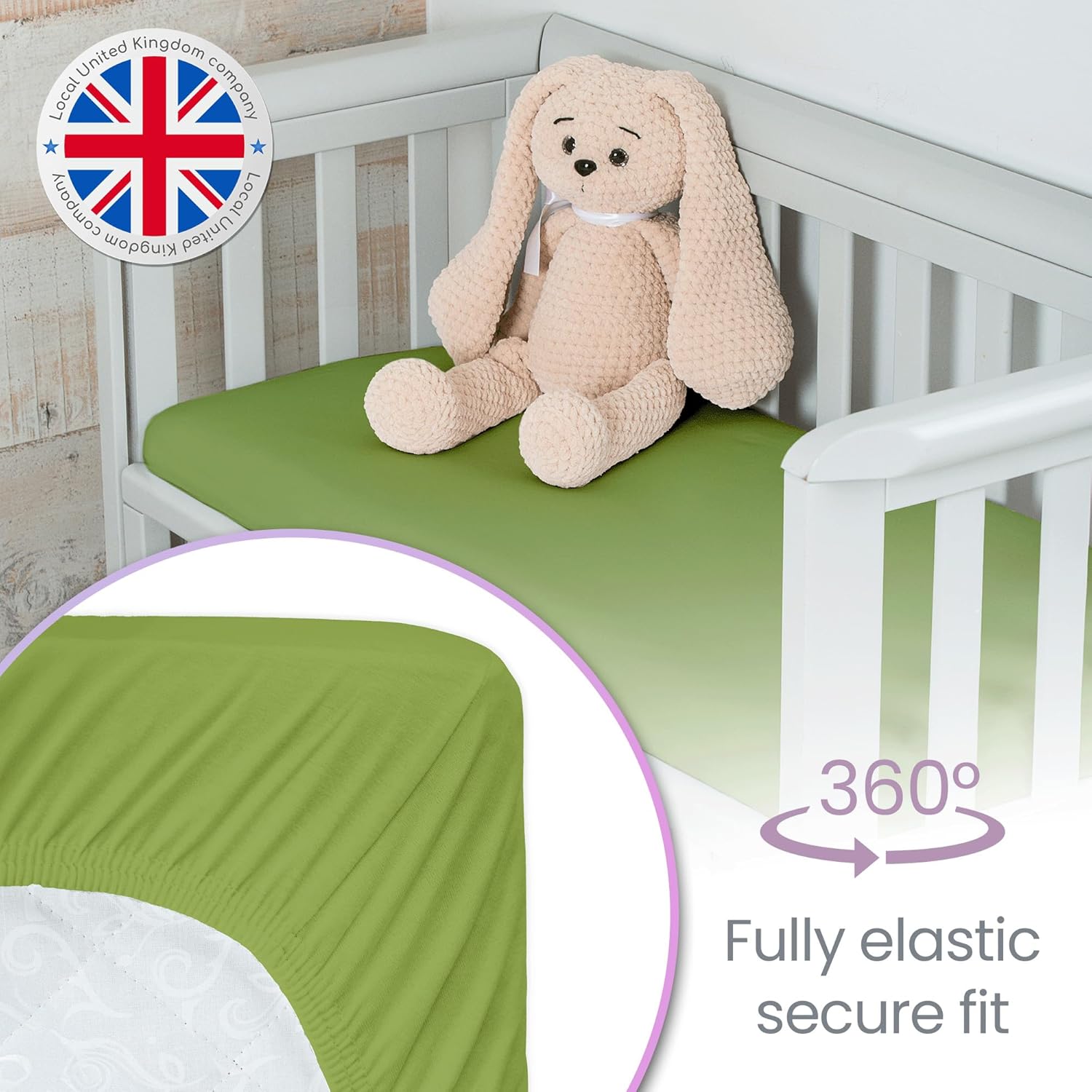 Thumbnail 4 de Green Cot Sheets 120x60 Fitted – 2 Pack Organic Cotton – Ultra Soft Cot Bed Sheets for Daily Use