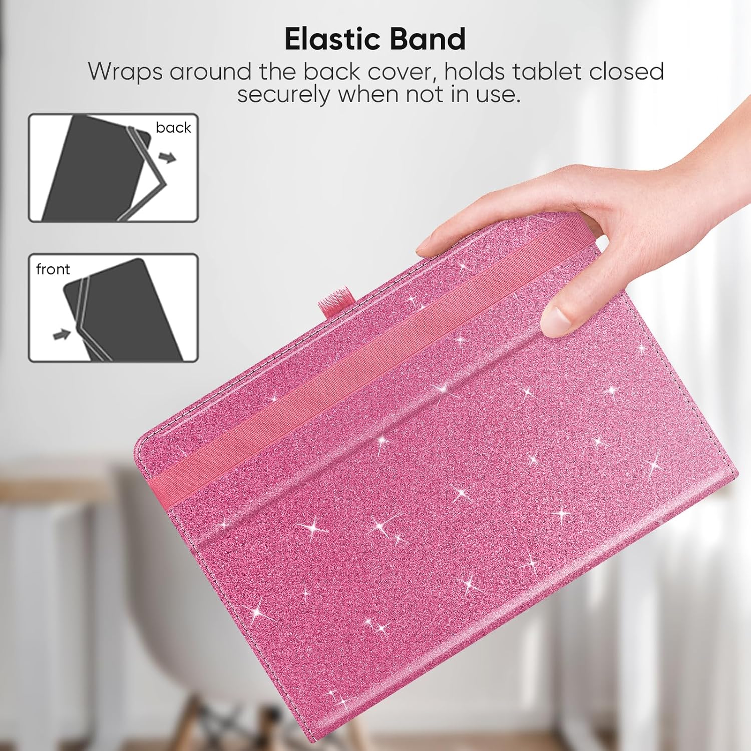 Detalle 2 de FINTIE Universal Tablet Hülle 10 Zoll Glitzer Pink