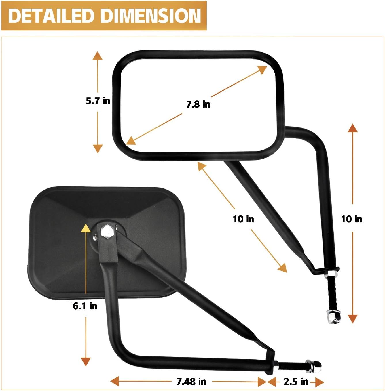 Thumbnail 1 de JUSTTOP Mirrors Doors Off: Side View Mirrors for Jeep Wrangler (2 Pack)