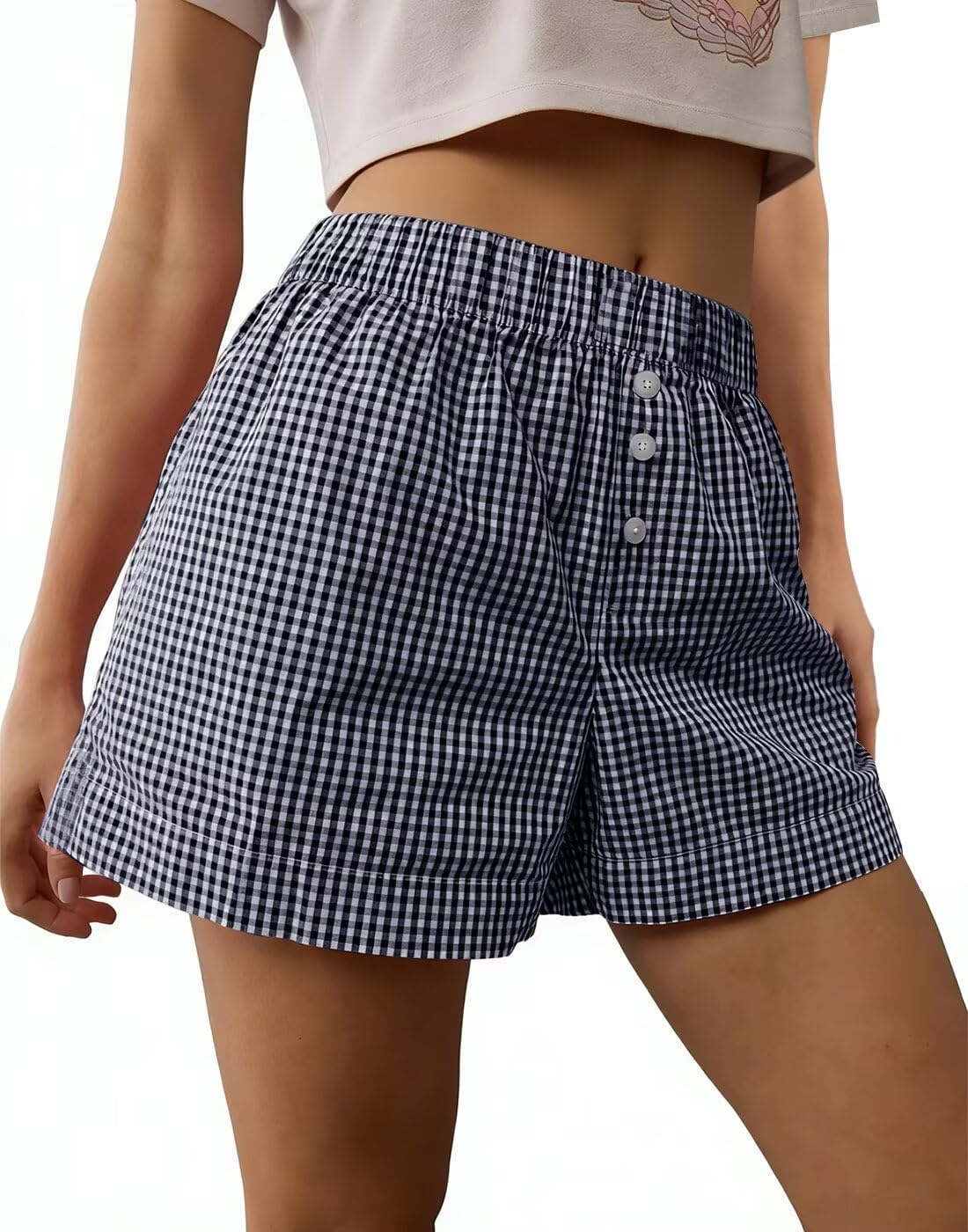 Detalle de LACOZY Womens Boxer Shorts: Casual Summer Cotton Pajama Lounge Bottoms in Gingham