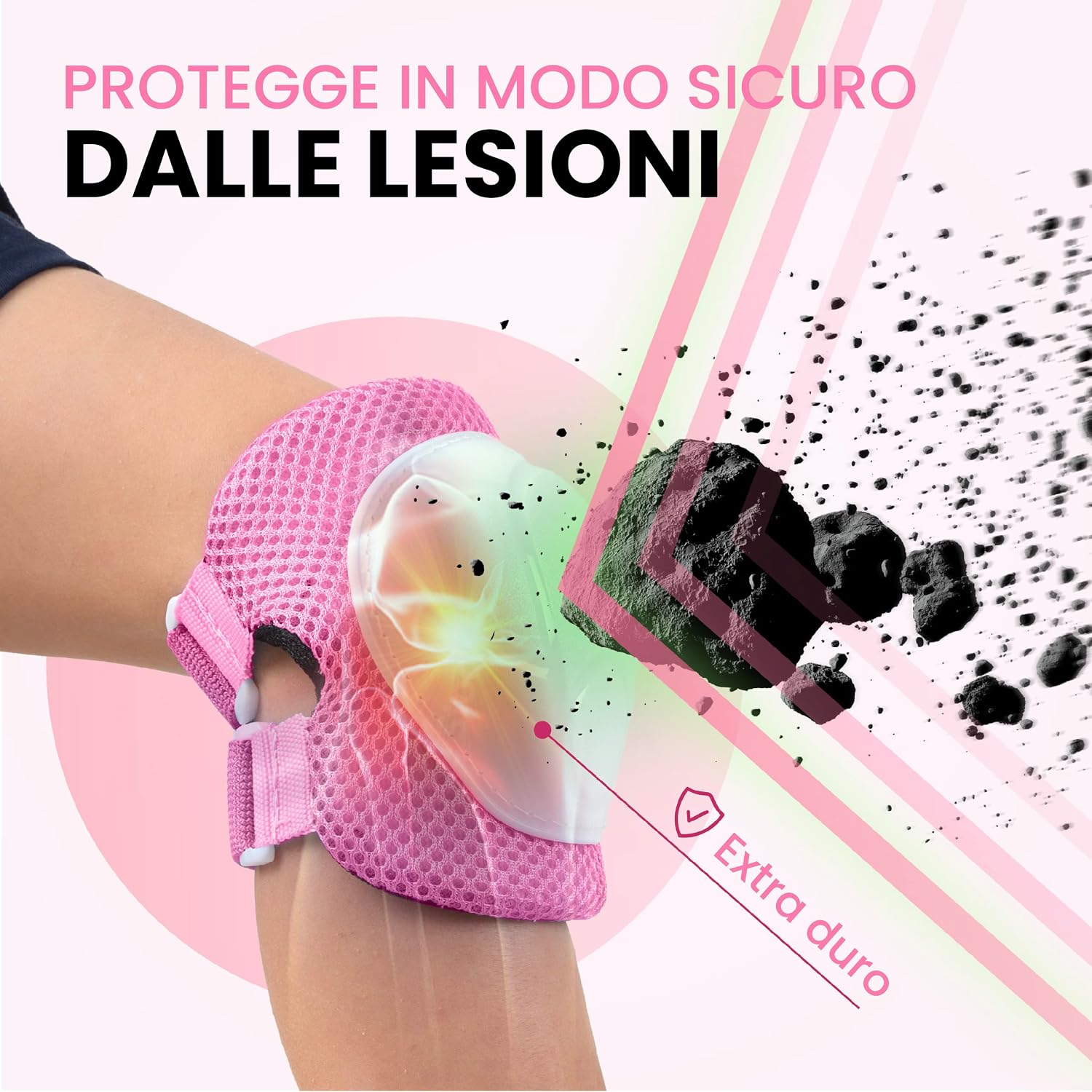 Detalle 2 de 99FLIPS Protezioni Skateboard Bambini – Set protezioni ginocchiere, gomitiere e polsiere per skateboard e pattini in linea
