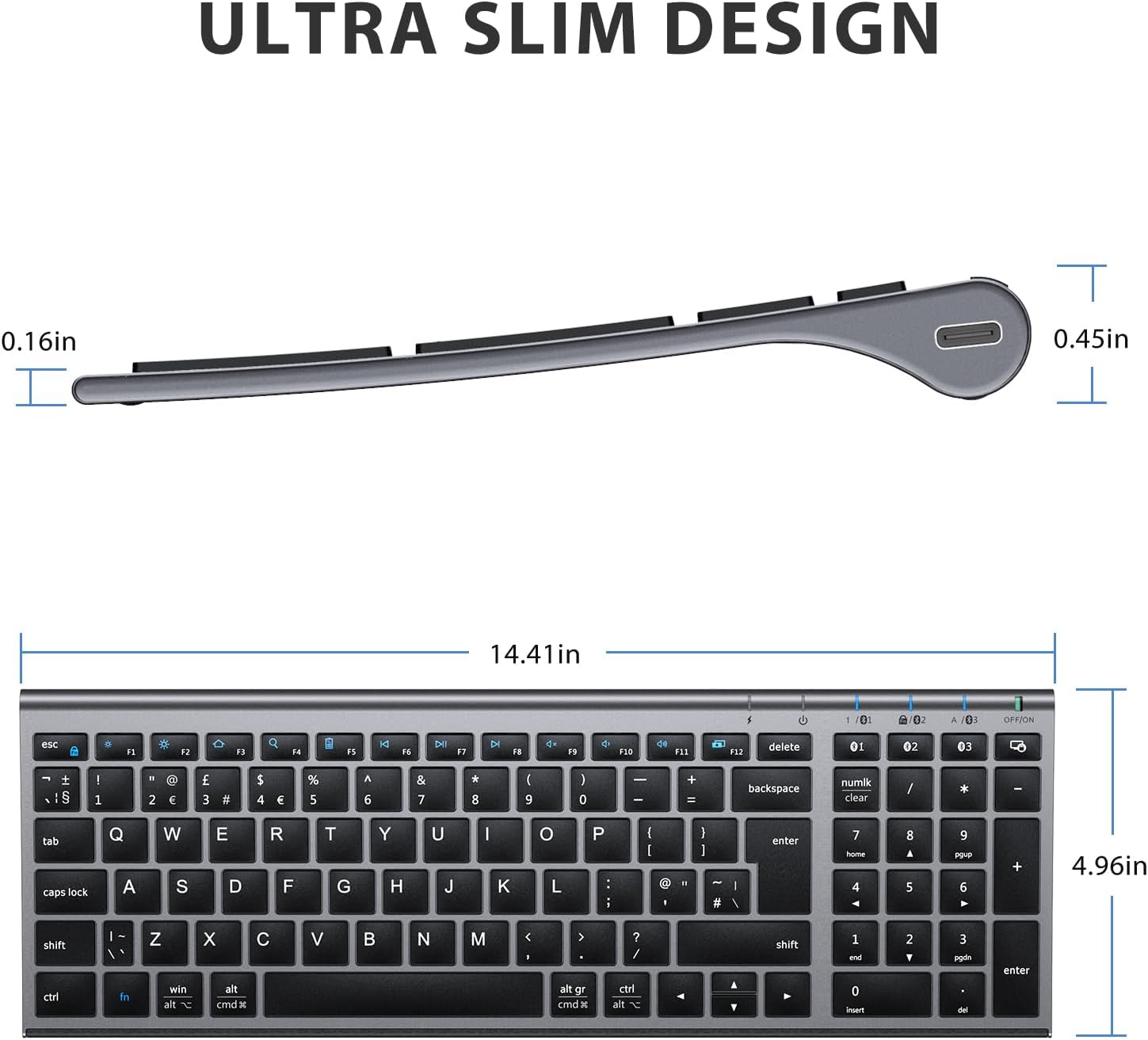Thumbnail 4 de iClever Wireless Keyboard Slim Bluetooth UK layout ⌨