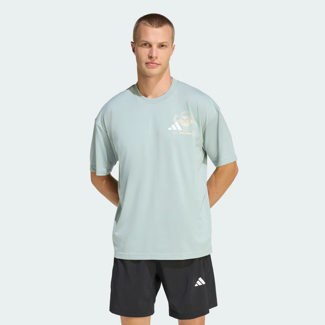 Detalle de Camiseta estampada de entrenamiento Climacool Fun de Adidas en verde