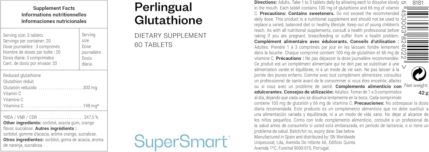 Thumbnail 1 de Glutathion à sucer SuperSmart (glutathion + vitamine C) – Booster antioxydant, vegan, sans gluten