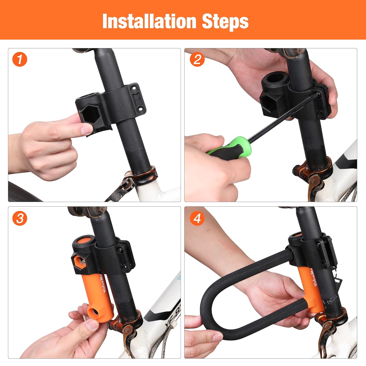 Detalle de ValueMax Antivol en U pour vélo noir avec câble 1,8 m