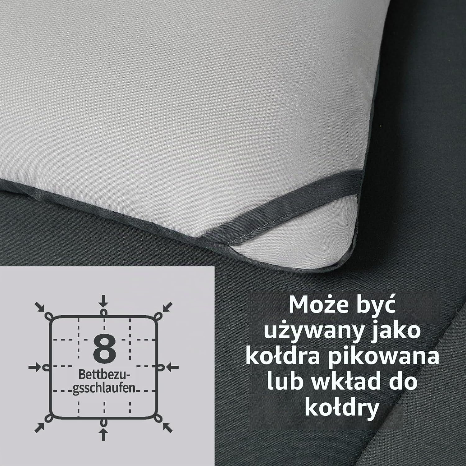 Detalle de beeweed Kołdra bez pokrowca 200 × 200 cm, 300 g/m², 2 poszewki