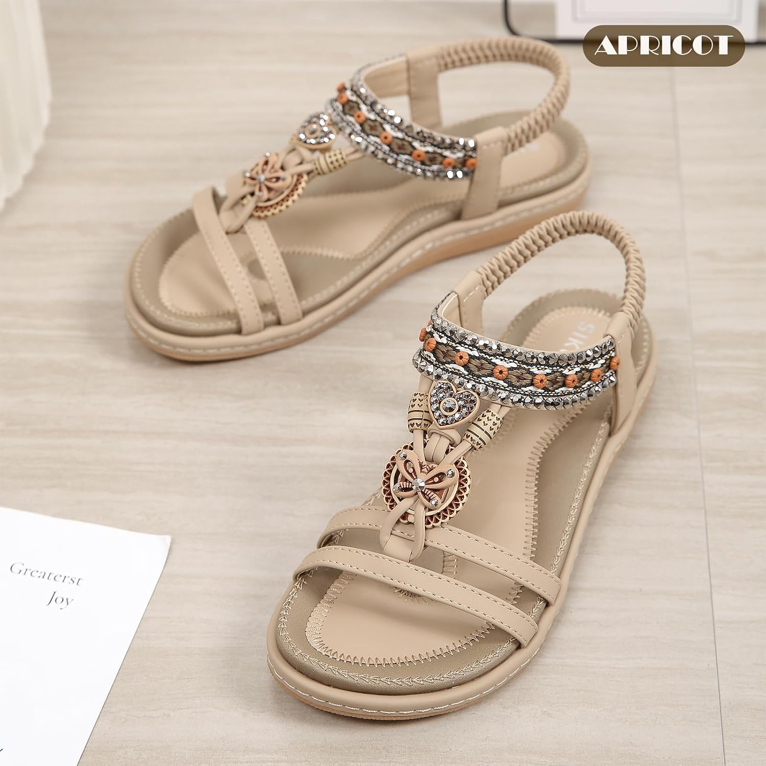 Detalle de ZDQ Flache Sandalen Damen Sommer mit Weich Fußbett – Gr. 35–45