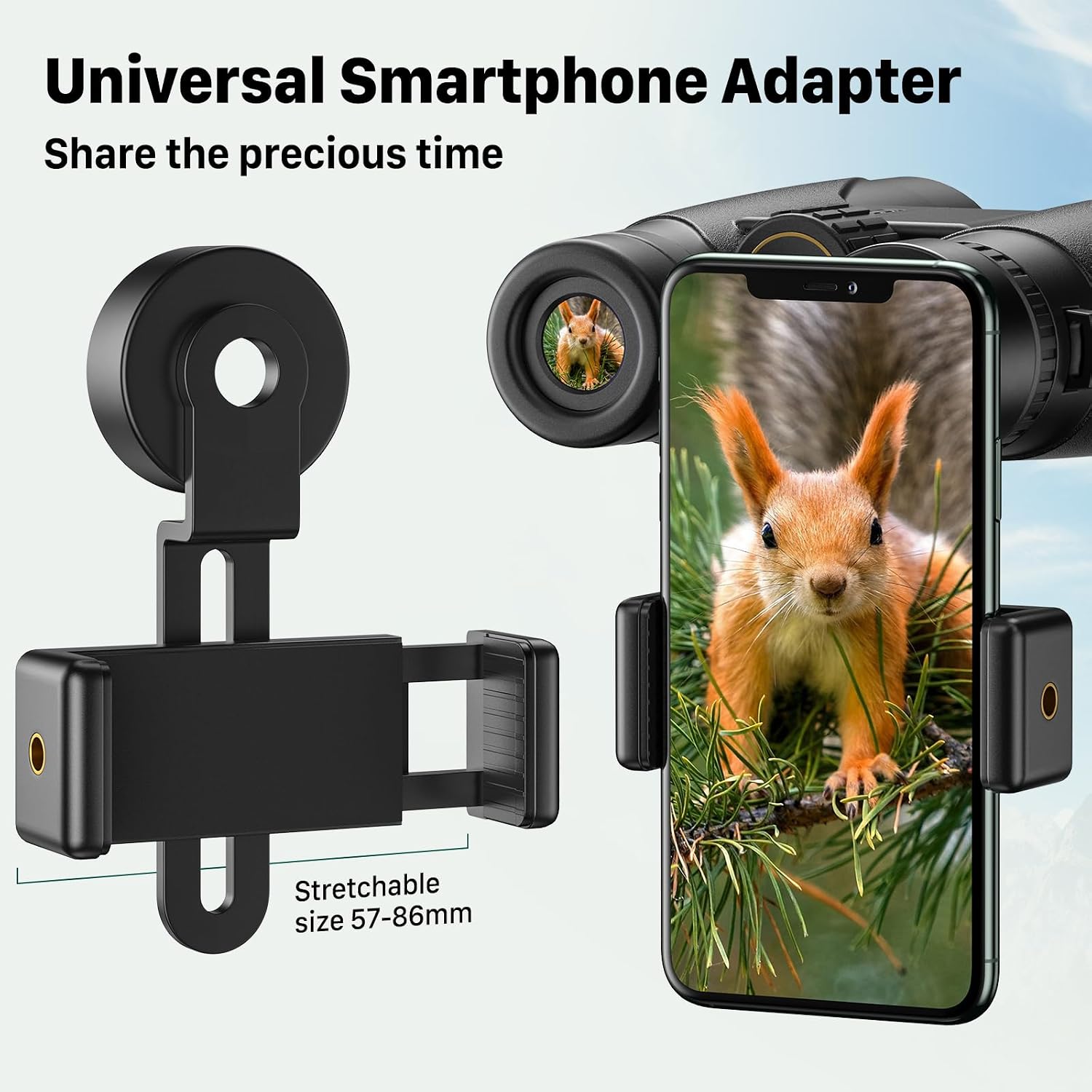 Detalle de Kylietech High Power 12x42 Roof Prism Binoculars with Smartphone Adapter (BAK4, FMC, waterproof & fogproof)
