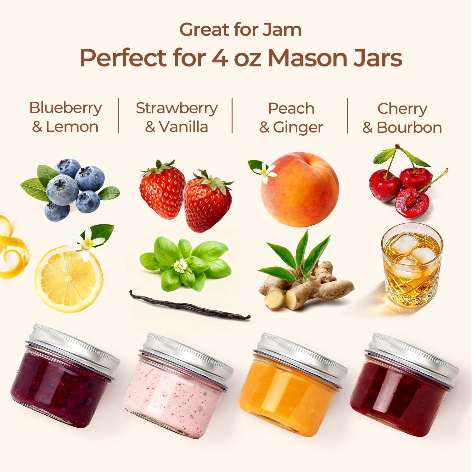 Detalle de ComSaf Mason Jar/120ml/16pcs glazen weckpotten, 120 ml, luchtdicht en stapelbaar