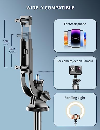 Detalle de SelfieShow 163,5 cm — Perche à Selfie avec Trépied et Télécommande, Compatible Smartphone