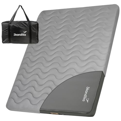 Detalle de Skandika Doppel-Isomatte Easy 3D Premium Flex Bundle mit Bezug – 200 × 150 × 12 cm, USB-C Pumpe, 300 kg Belastbarkeit