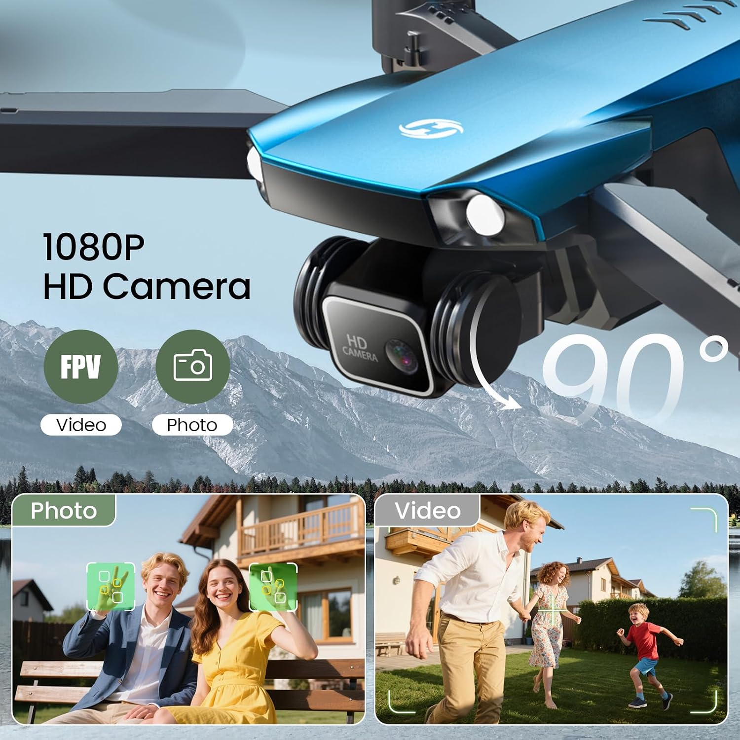 Detalle 2 de Holy Stone HS290 Foldable Drone (1080P HD) with Optical Flow, APP Control and Tap Fly – Blue