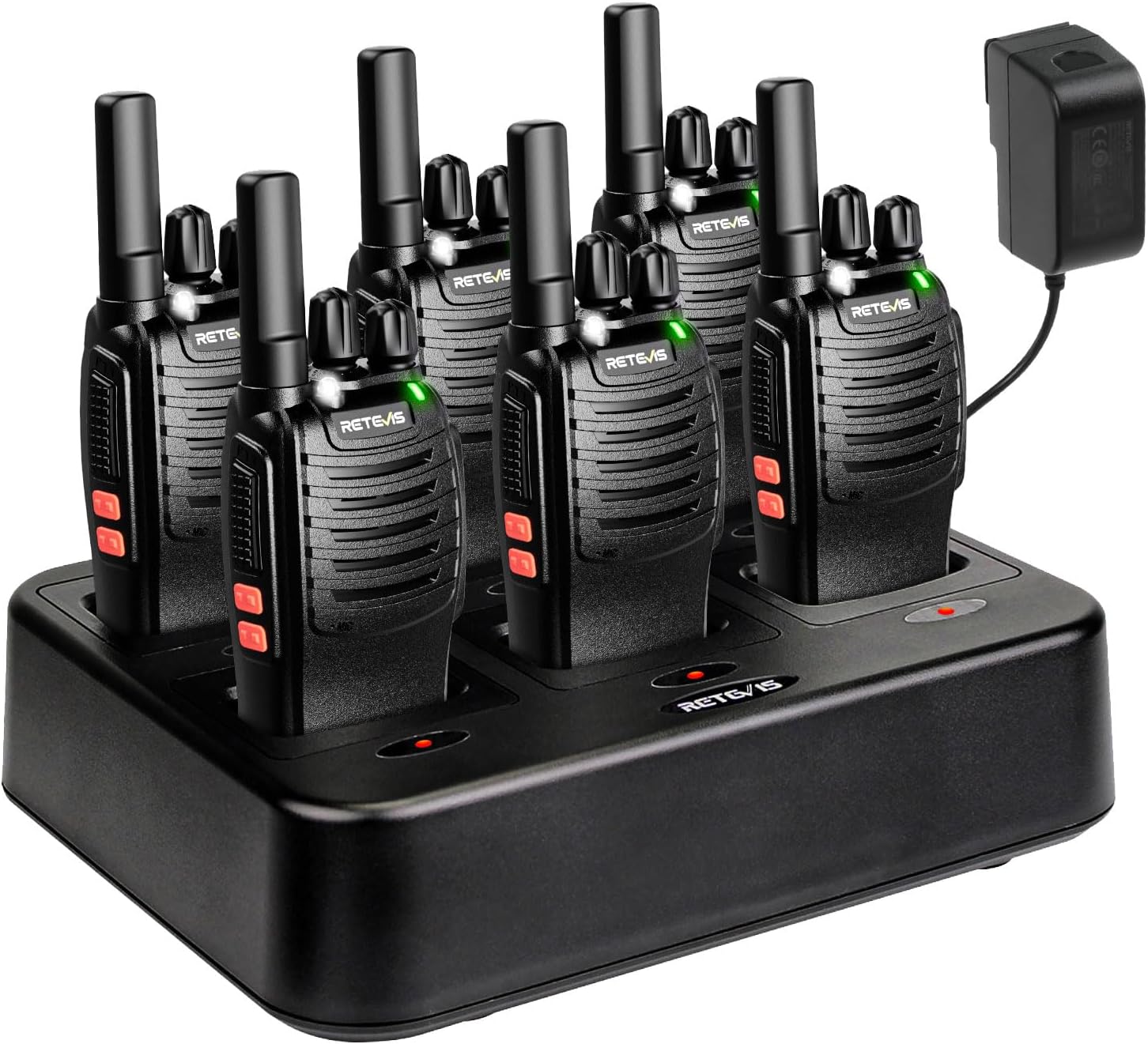 Detalle de Retevis H-777 FRS Walkie-Talkies, 6-Pack with USB-C and Six-Way Charger