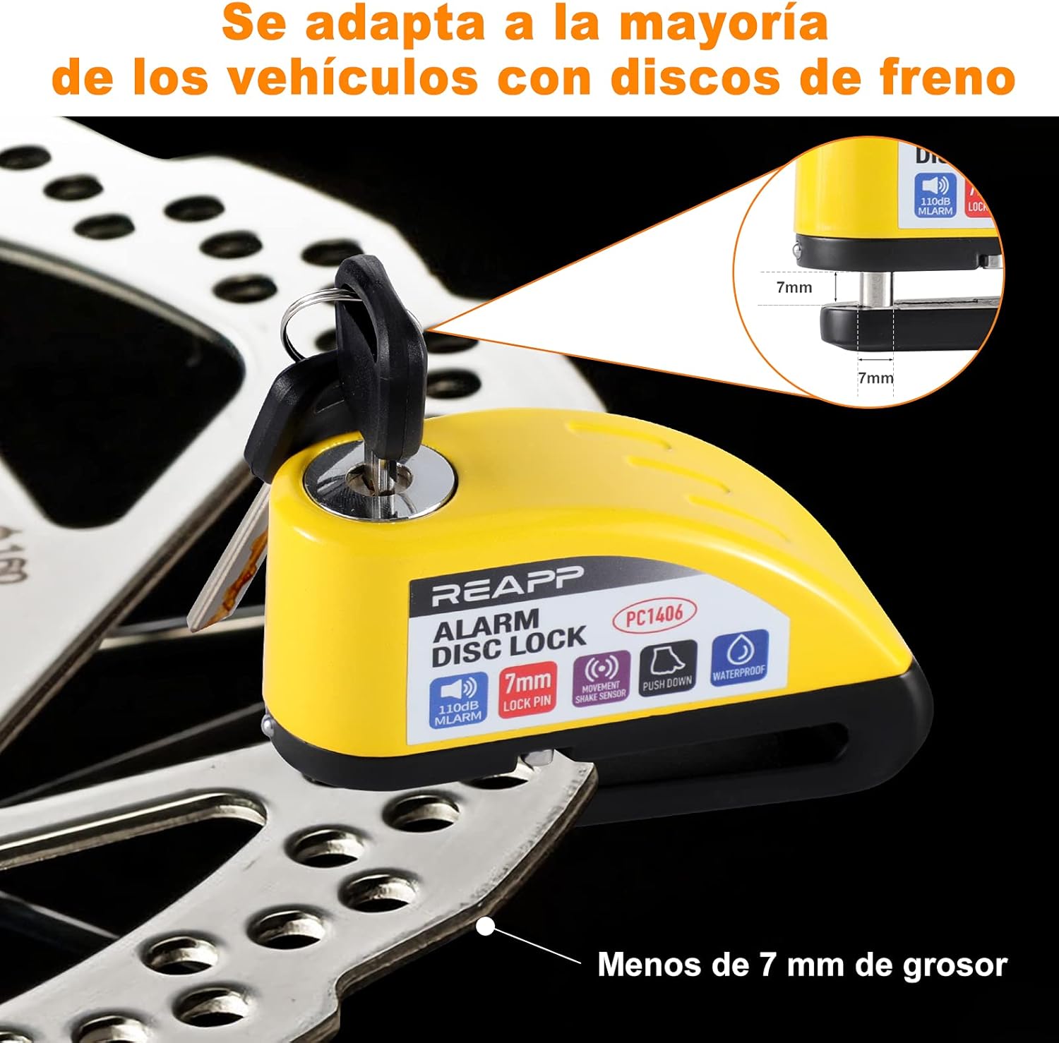 Thumbnail 2 de REAPP Candado Moto Disco con Alarma 110dB