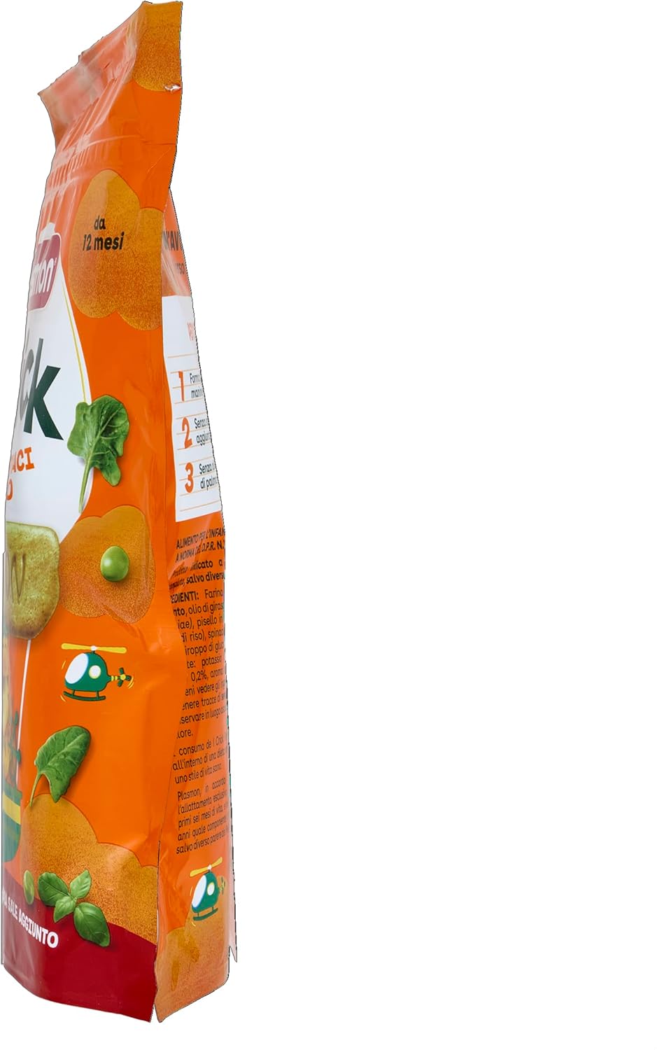 Thumbnail 3 de Plasmon Crick Piselli Spinaci Basilico 6x100 g: snack al forno per bebè, pratico e senza sale aggiunto