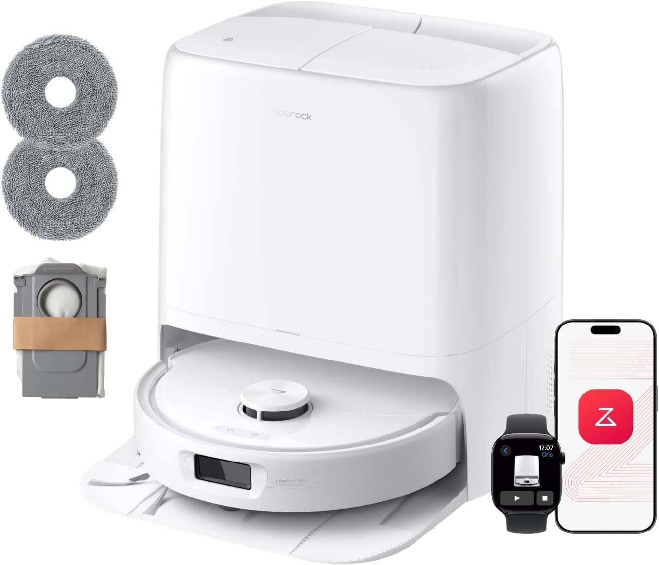 Detalle de roborock Qrevo 2 Pro-Set robotstofzuiger met FlexiArm en automatisch dweildock