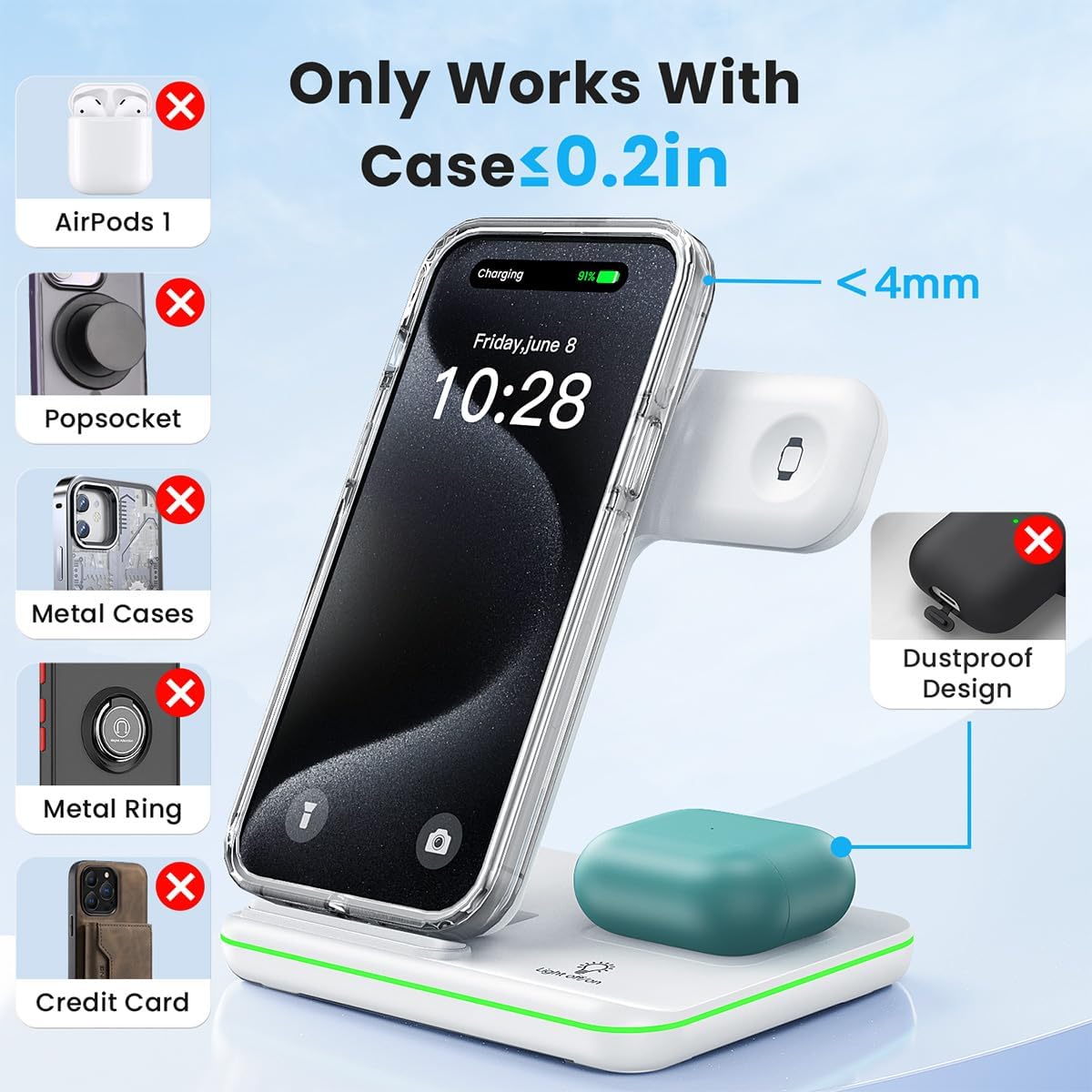 Detalle de WAITIEE 3-in-1 Wireless Charger