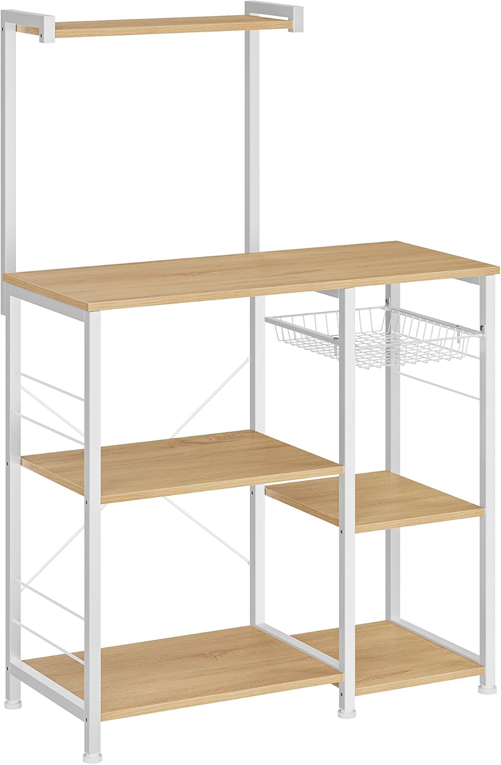 Detalle de VASAGLE Scaffale da Cucina KKS035W09 in Rovere Dorato e Bianco: versatile e stabile per microonde e cucina