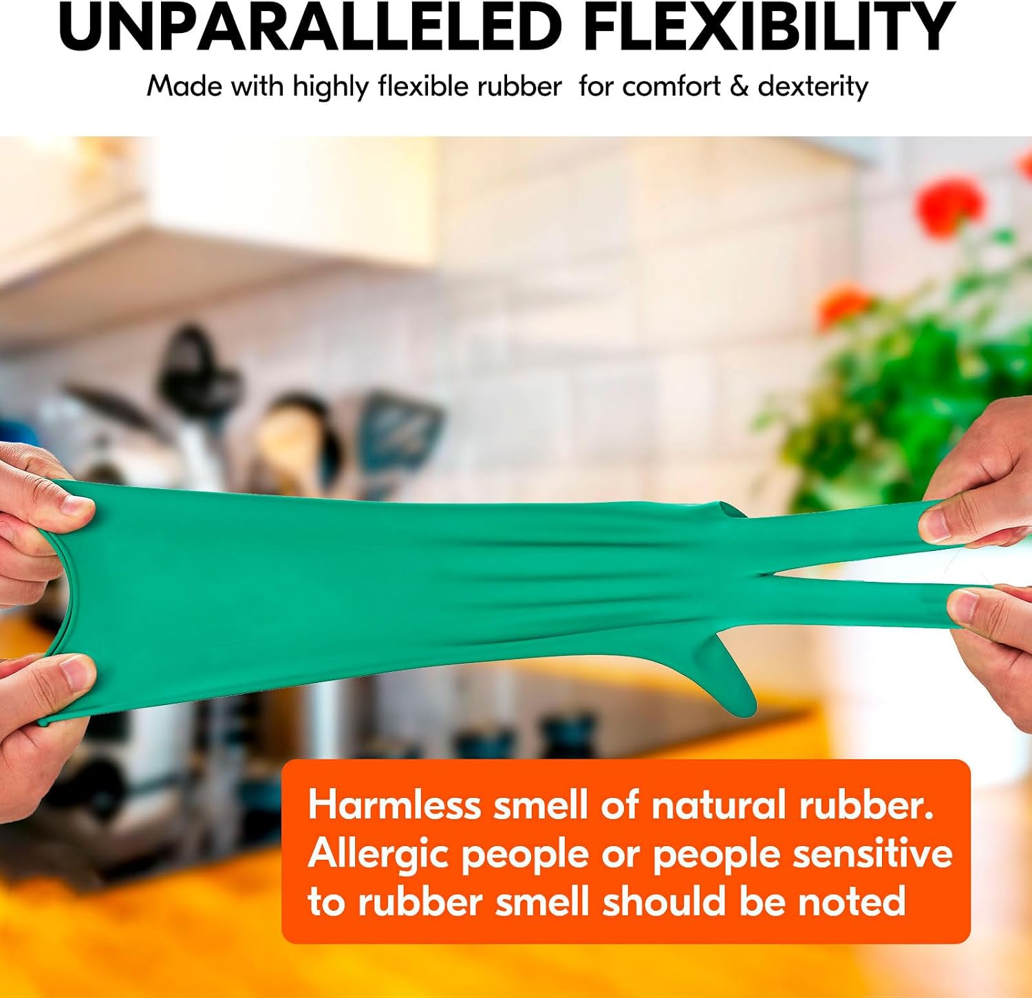 Detalle de Vgo 3-Pairs Reusable Household Gloves, Extra Thick Rubber Dishwashing Gloves (Size L, Green, HH4601)