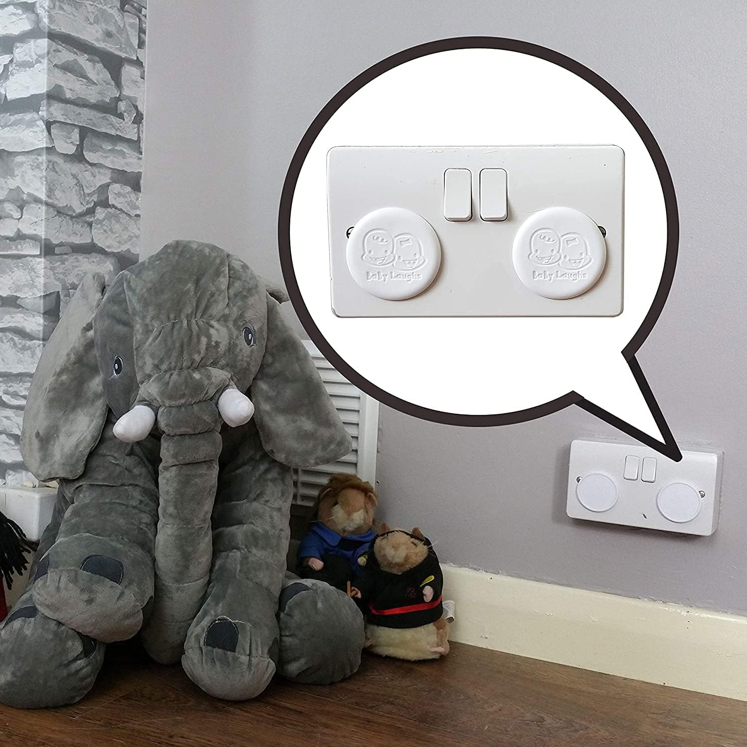 Thumbnail 1 de BaBy Laughs Plug Socket Covers UK (12-pack) – Tight Fit Waterproof Wall Protector for Baby Proofing
