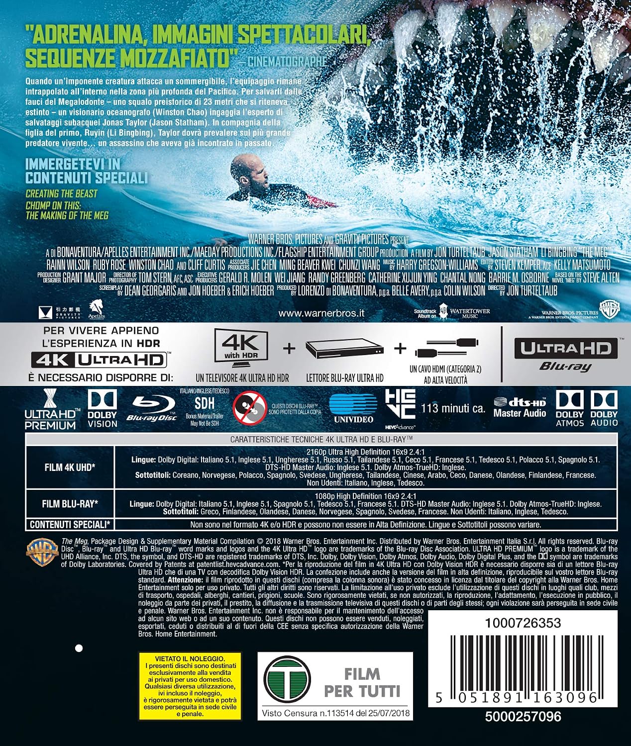 Detalle 2 de Warner Bros Il Primo Squalo 4K UHD Blu Ray