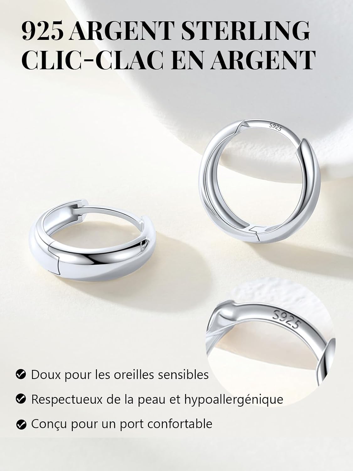 Thumbnail 6 de Silvora Petit Créoles Argent 925 et Cuivre – Mini créoles hypoallergéniques en 8–14 mm