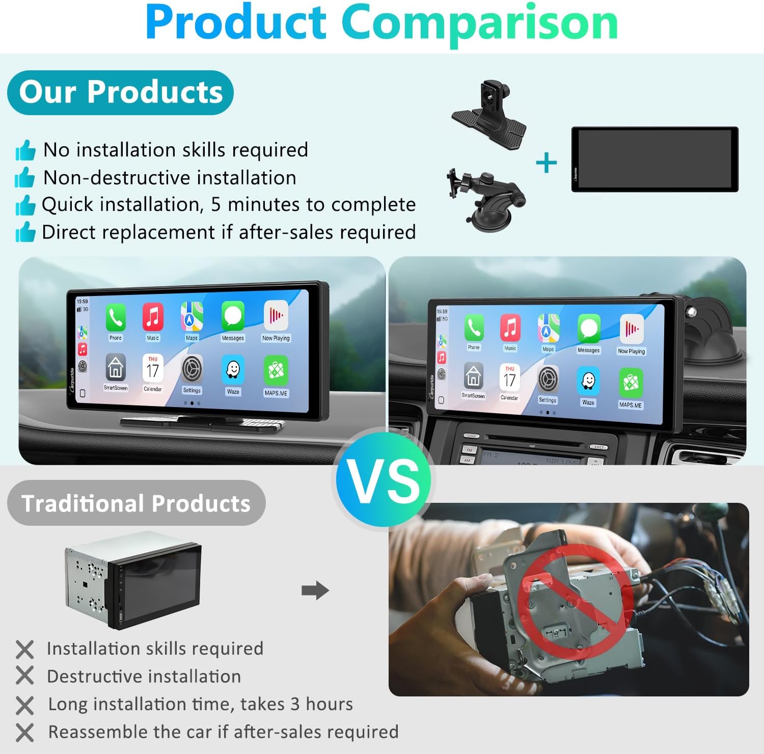Thumbnail 4 de Carpuride V92 Portable Car Stereo 10.26in