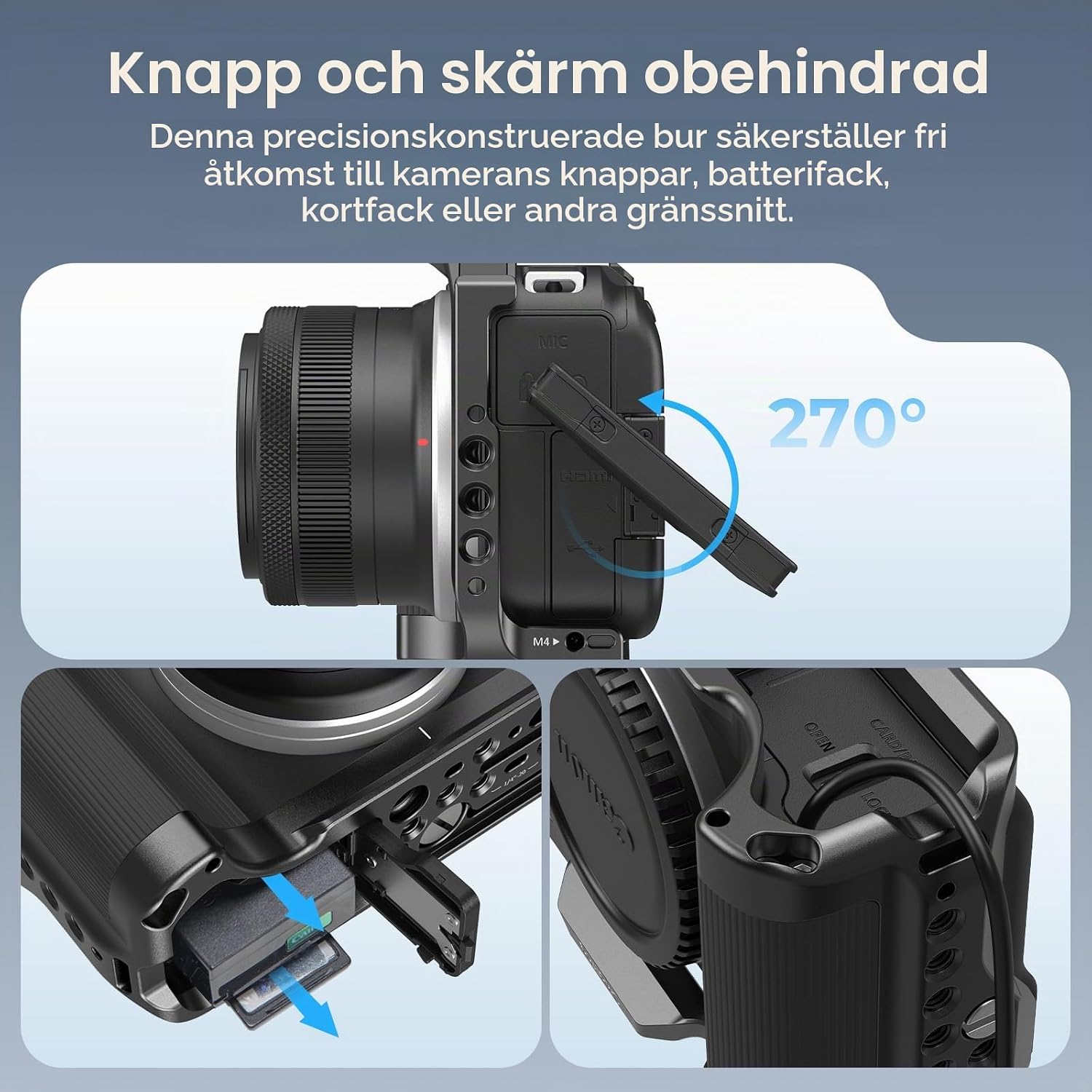 Thumbnail 6 de SMALLRIG 5427 kamerabur för Canon R50 V med silikonhandtag och Arca-platta
