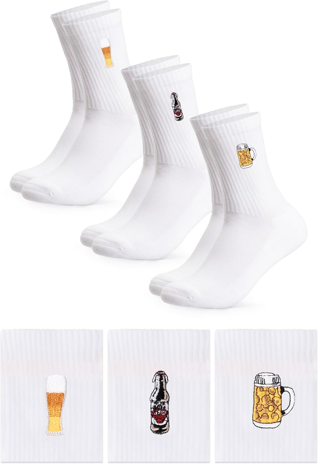 Detalle de Occulto Damen & Herren Motiv Tennissocken 3er Pack (Modell: Robin) – Statement Tennis Socken