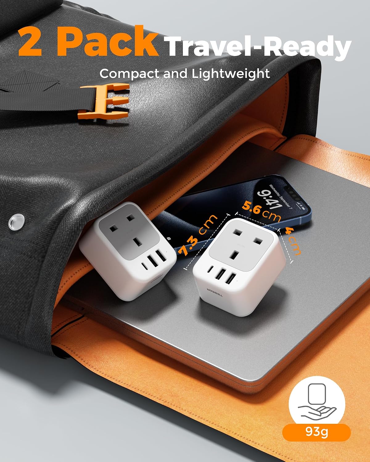 Thumbnail 5 de TESSAN UK to Australia Plug Adapter 2-pack with USB A and USB‑C 🔌